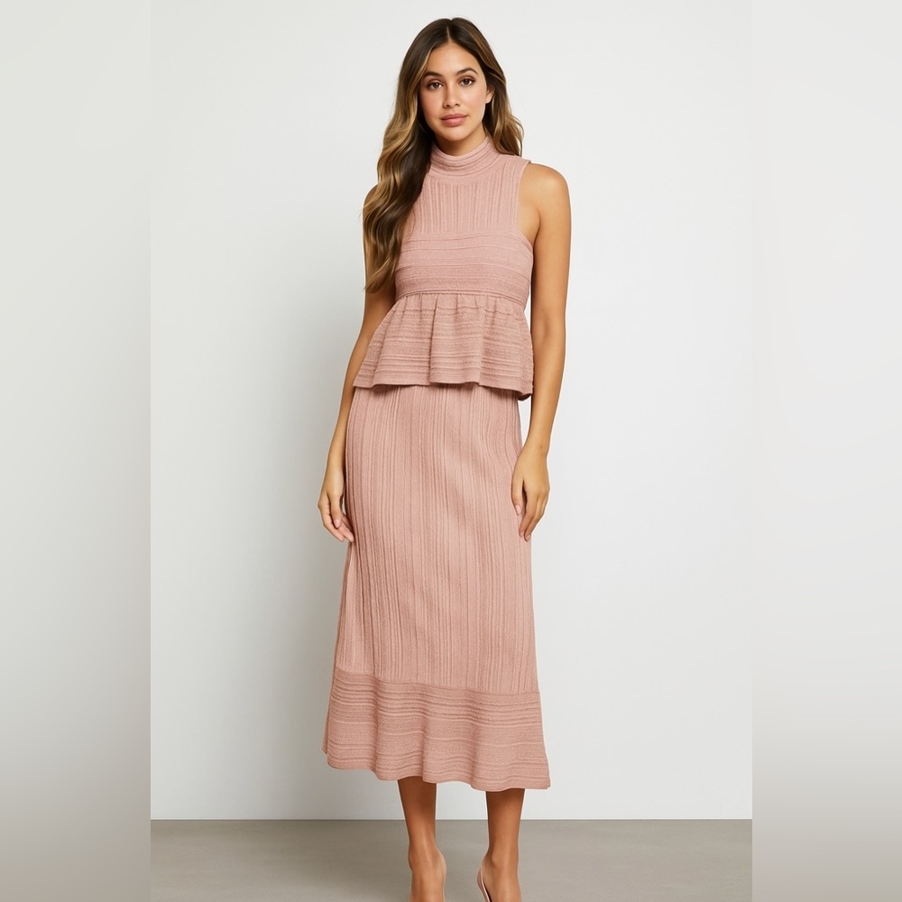 M Missoni‎ Stretch Lace Peplum Dress US4 Baby Pink Shimmer Wedding